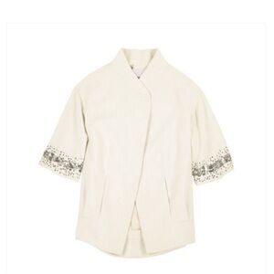 Rebecca Taylor Linen Sequin Jacket Women's Cream